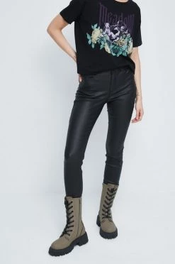 Γυναικεία Υφασμάτινα Παντελόνι Medicine μαύρο