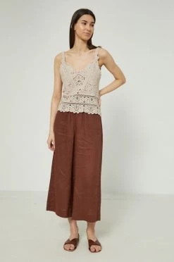 Γυναικεία Υφασμάτινα Λινό παντελόνι Medicine καφέ