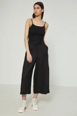 Γυναικεία Υφασμάτινα Λινό παντελόνι Medicine μαύρο