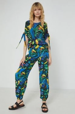 Γυναικεία Υφασμάτινα Παντελόνι Medicine μαύρο