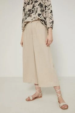 Γυναικεία Υφασμάτινα Λινό παντελόνι Medicine χρώμα: μπεζ