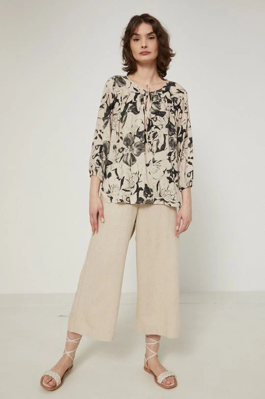 Γυναικεία Υφασμάτινα Λινό παντελόνι Medicine χρώμα: μπεζ 6 Γυναικεία Υφασμάτινα Λινό παντελόνι Medicine χρώμα: μπεζ - Image 4