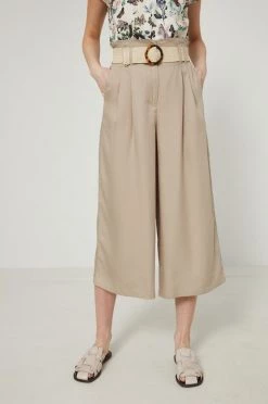 Γυναικεία Υφασμάτινα Παντελόνι Medicine χρώμα: μπεζ,