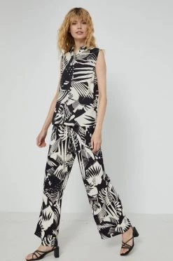 Γυναικεία Υφασμάτινα Παντελόνι Medicine μαύρο