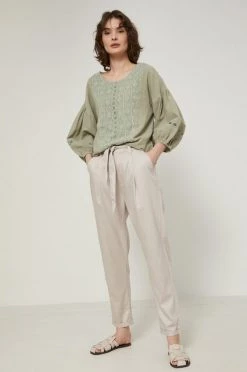 Γυναικεία Υφασμάτινα Παντελόνι Medicine χρώμα: μπεζ