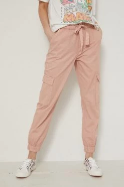 Γυναικεία Υφασμάτινα Βαμβακερό παντελόνι Medicine χρώμα: ροζ,