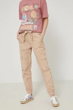 Γυναικεία Υφασμάτινα Βαμβακερό παντελόνι Medicine χρώμα: μπεζ,