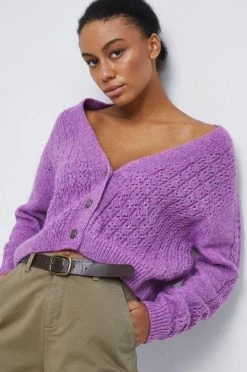 Γυναικεία Με φερμουάρ Ζακέτα από μίγμα μαλλιού Medicine μοβ